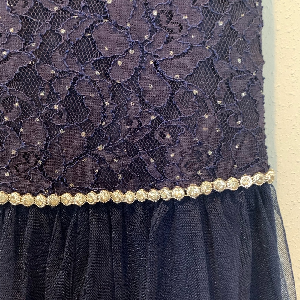 Girls Navy Holiday Dress Size 8 - Picture 4 of 6